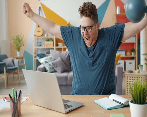 Office worker stretching at desk